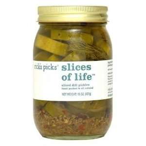 Ricks Picks, Pickle Slices Of Life, 15 Ounce Jar  Grocery 