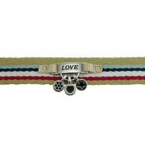    Charming Stripes Tan Cotton Dog Collar   12 to 18 in.