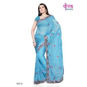  Designer Georgette saree with Sequence embroider lace on 