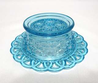 EAPG Pattern Glass Blue Daisy & Button Bell Butter Dish  