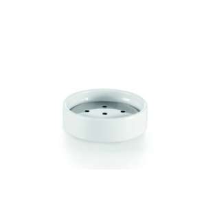  Saon White Porcelain and Stainless Steel Soap Dish