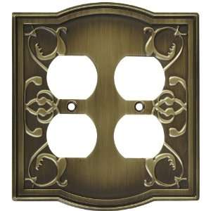 Stanley Home Designs V8055 Victoria Double Duplex Wall Plate, Antique 