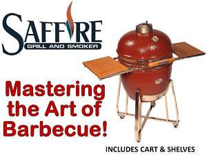 Saffire Kamado Charcoal BBQ Grill With Cart & Shelves  