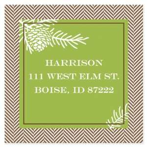    Brown Tweed and Green Address Label Labels