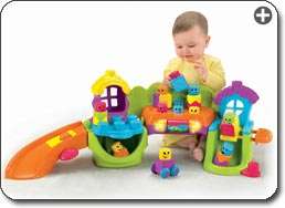 Designed for ages 6 to 36 months, this toy delivers a variety of peek 