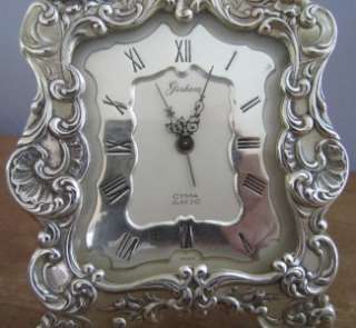 Elegant Vintage Gorham Sterling Silver Cyma Swiss Working Alarm Clock 