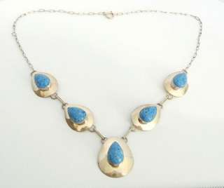 Beautiful Vintage Sterling Blue Lapis Necklace and Earrings Set  