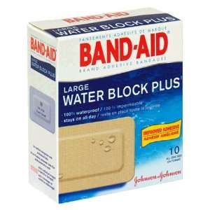  Band Aid Water Block Plus Adhesive Bandages, Large, 10 ct 