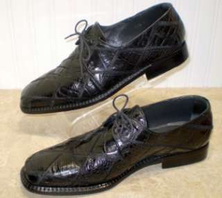 Mens David Eden Black Patchwork Alligator Shoes size 10.5 M Lace Up 