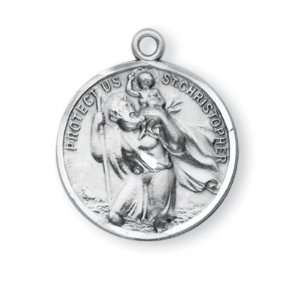  Round St. Christopher/St. Raphael Medal w/24 Chain   Boxed St 