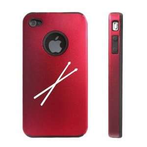  Apple iPhone 4 4S 4G Red D1856 Aluminum & Silicone Case Cover Drum 