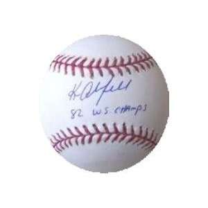  Ken Oberkfell autographed Baseball inscribed 82 WS Champs 