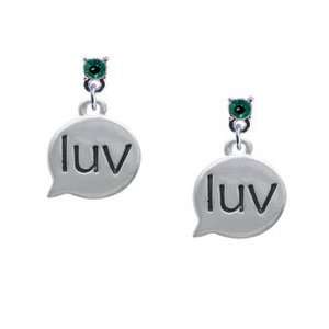 luv   Love   Text Chat Emerald Swarovski Post Charm Earrings [Jewelry]