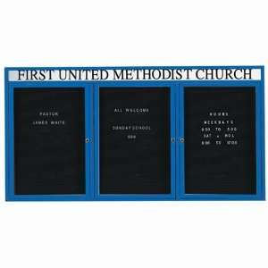   Door Illuminated Outdoor Enclosed Directory Board with Header   Blue