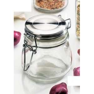  Glass Snap Top Hermetic Round Shaped Spice Jar