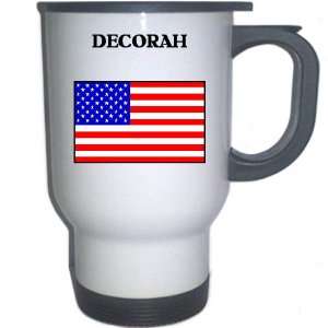  US Flag   Decorah, Iowa (IA) White Stainless Steel Mug 