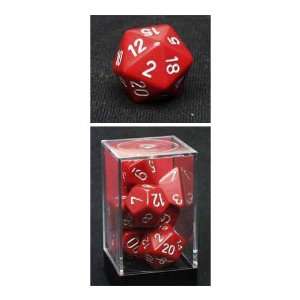   Polyhedral 7 Die Opaque Dice Set   Deep Red with Silver Toys & Games