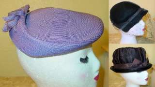 Lot 20 Vintage Womens Hats Cloche Velvet Brocade Floral Veil Straw 