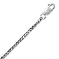 Sterling Silver Rounded Box Chain Necklace   16 to 34  