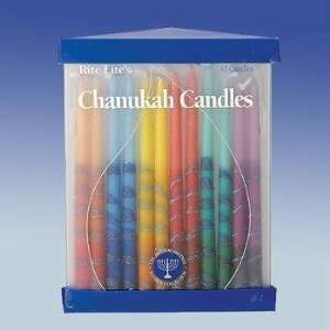  Chanukah Candles   Hand Decorated Rainbow, Striped