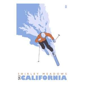  Shirley Meadows, California, Stylized Skier Premium Poster 