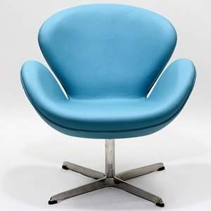  Arne Jacobsen Swan Chair in Baby Blue Aniline Leather 