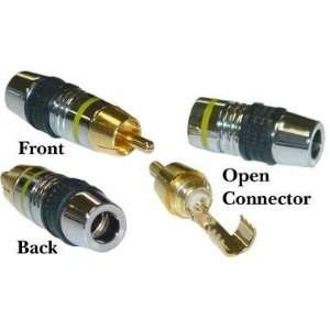  24K Gold Premium RCA Connector for 7mm Cable, Yellow Band 