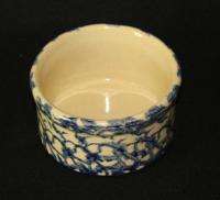 RRP Roseville Pottery BlueTan Spongeware Crock Jar Bowl  