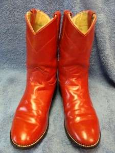   OF YOUTH BOYS JUSTIN RED LEATHER ROPERS COWBOY WESTERN BOOTS SZ.6D