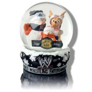  WWE Snowman and Reindeer with WWE Belt Snow Globe 
