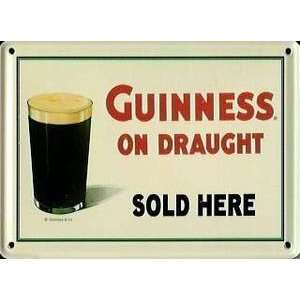  Guinness On Draught (glass) metal postcard / mini sign (hi 