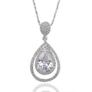  White Gold Tear Of Snow Love Forever 18k Gold Plated Necklace 