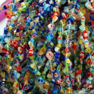 Mixed Color 6mm Millefiori Glass Rhombus Loose Beads FS  