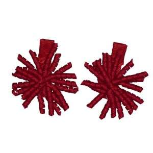  1.5 Red Mini Korker Girls Hair Bow Clips, Pair Beauty