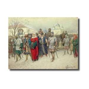   Of Great Novgorod Novgorodians Departing To Moscow 1880 Giclee Print