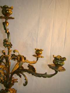 Antique VICTORIAN MANSION Old GROTESQUE Repousse CANDELABRA Brass 