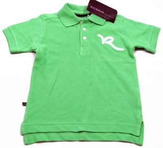 ROCAWEAR Baby/Toddler Boys Light Green/White Logo Polo Shirt NWT 