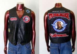 Tuskegee Airmen Red tails Leather Vest Jacket XL 4XL Redtails Motor 