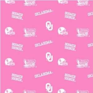   Fabric University of Oklahoma Boomer Sooners Pink 
