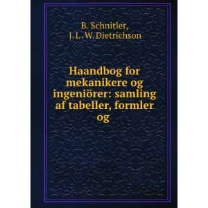   af tabeller, formler og . J. L . W. Dietrichson B. Schnitler Books