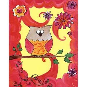  Serena Bowman Owl In Pink Swirl 11.00 x 14.00 Poster Print 