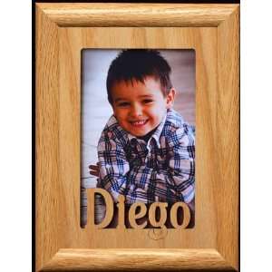  5x7 Diego ~ Portrait Laser Cut Oak PHOTO NAME FRAME 