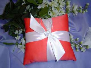 beautiful rich coral color bridal satin ring bearer pillow hard