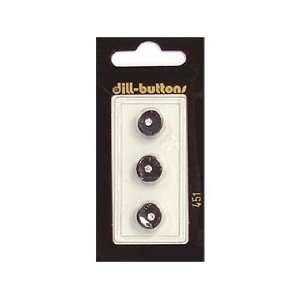  Dill Buttons 11mm Shank Rhinestone Black 3 pc (6 Pack 