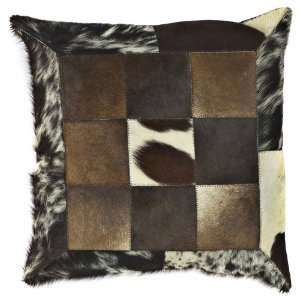  Espresso Brown Leather Set of Two Square Pillows