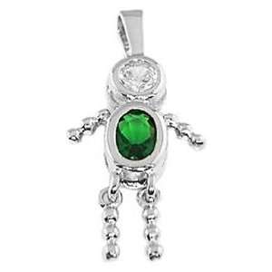   May Emerald Cubic Zirconia Birthstone Baby Boy Brat Charm Jewelry