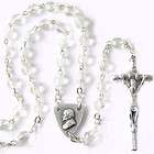 pope john paul ii chi rho crystal bead rosary pouch free ship addl 