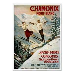 Chamonix Mont Blanc Vintage French Travel Ad Posters
