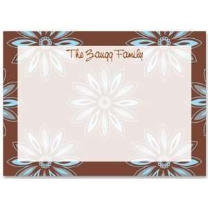  T117 Pretty Pattern Brown & Blue Flowers Flat Note Cards 