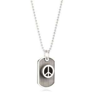    King Baby Small Peace Sign Sterling Silver Dog Tag Pendant Jewelry